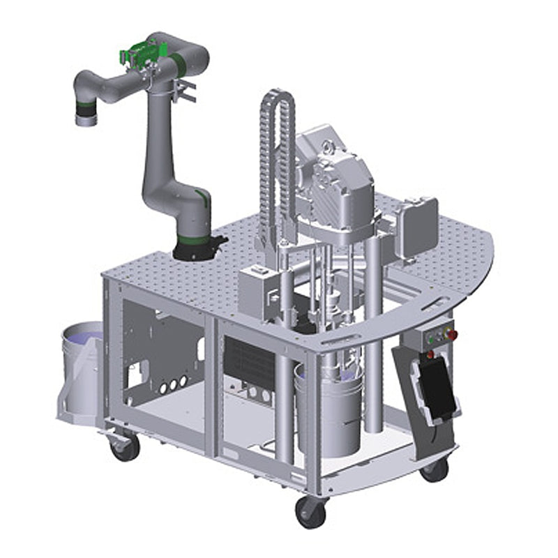 3D model of adhesive dispensing robot mounted on mobile cart