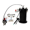 Advanced dual handheld precision spray system featuring a 2-liter tank, a pneumatic narrow spray applicator, and a lever-actuated bead applicator for controlled fluid application