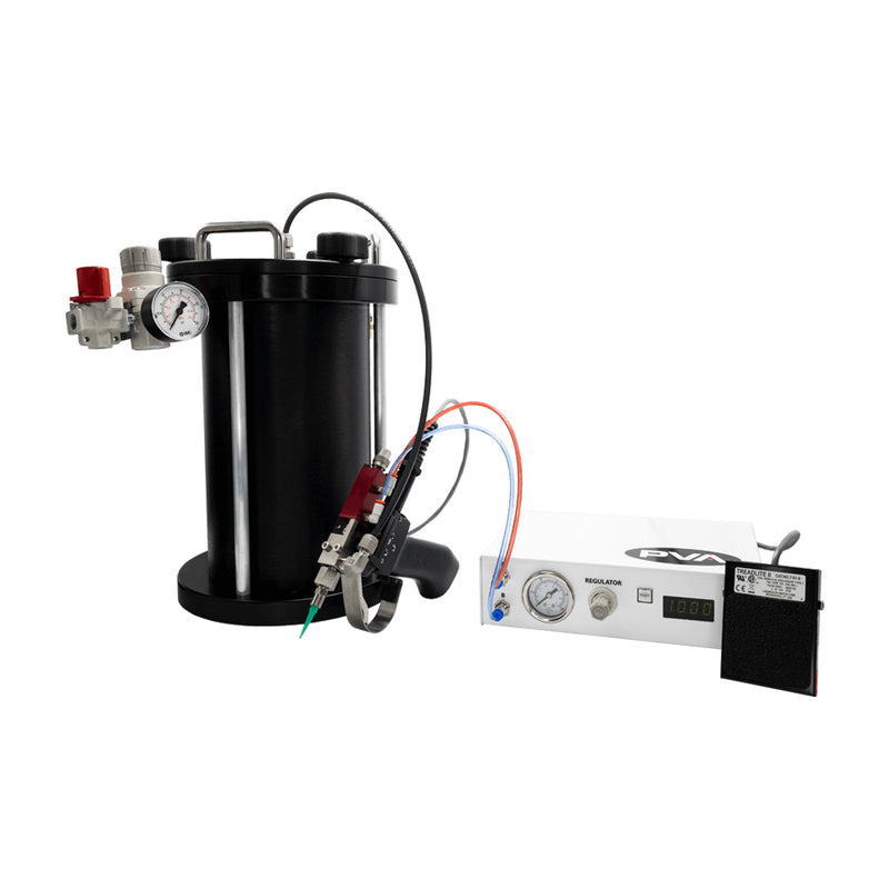 Compact high-viscosity fluid dispensing system with a 2-liter tank