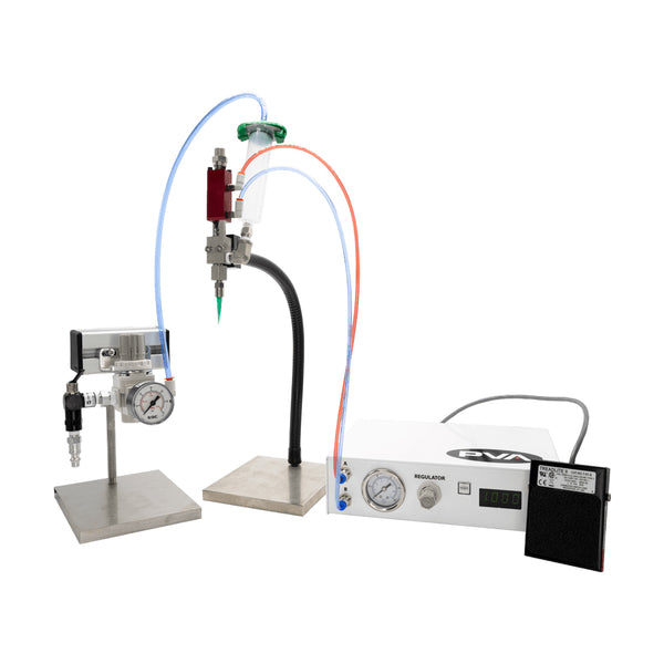 High-precision syringe dispensing system with a stationary stand